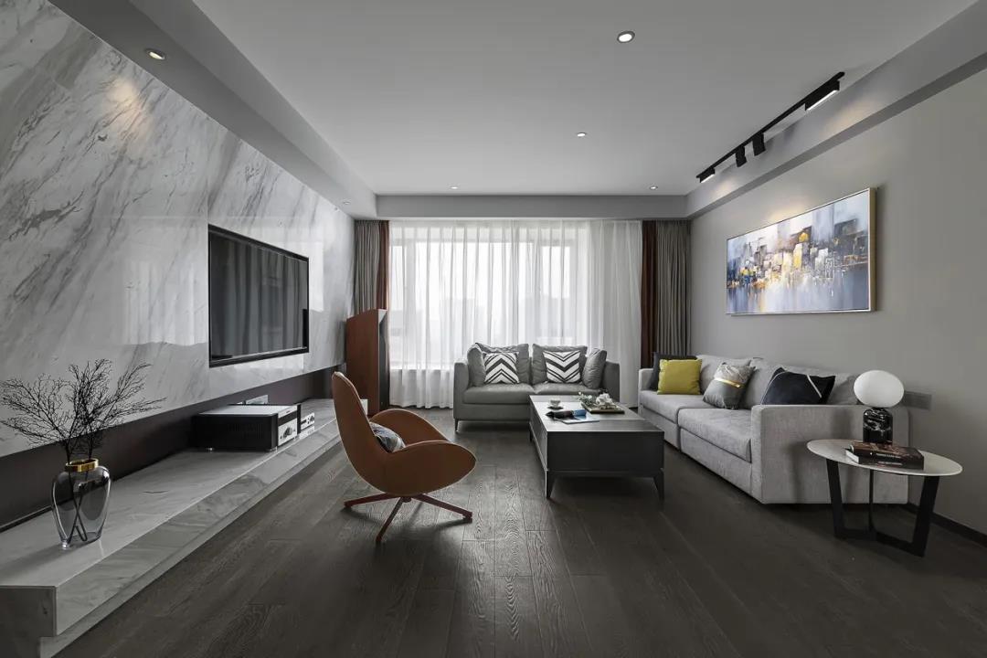 【红杉树装饰】150㎡，黑白灰设计感，大户型的简约风格