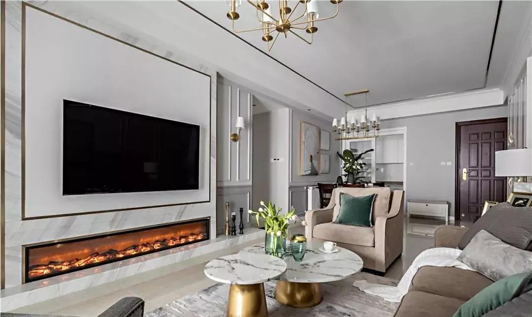 【红杉树装饰】109㎡轻奢美式风格，电视墙超大气！