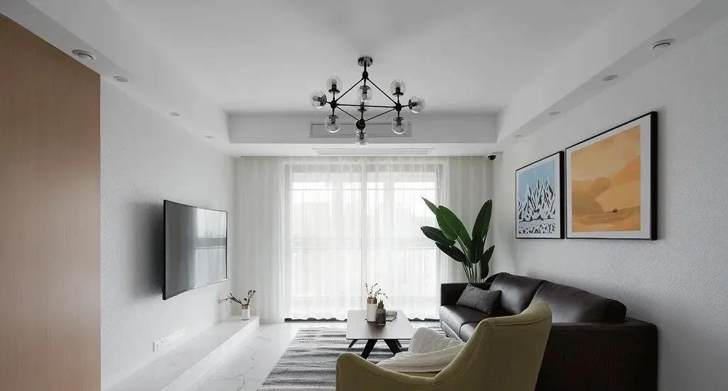 【红杉树装饰】126​㎡现代简约风格装修，极简风电视墙get！