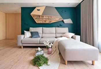 【红杉树装饰】77㎡三口之家，把“孔雀蓝”玩到了！